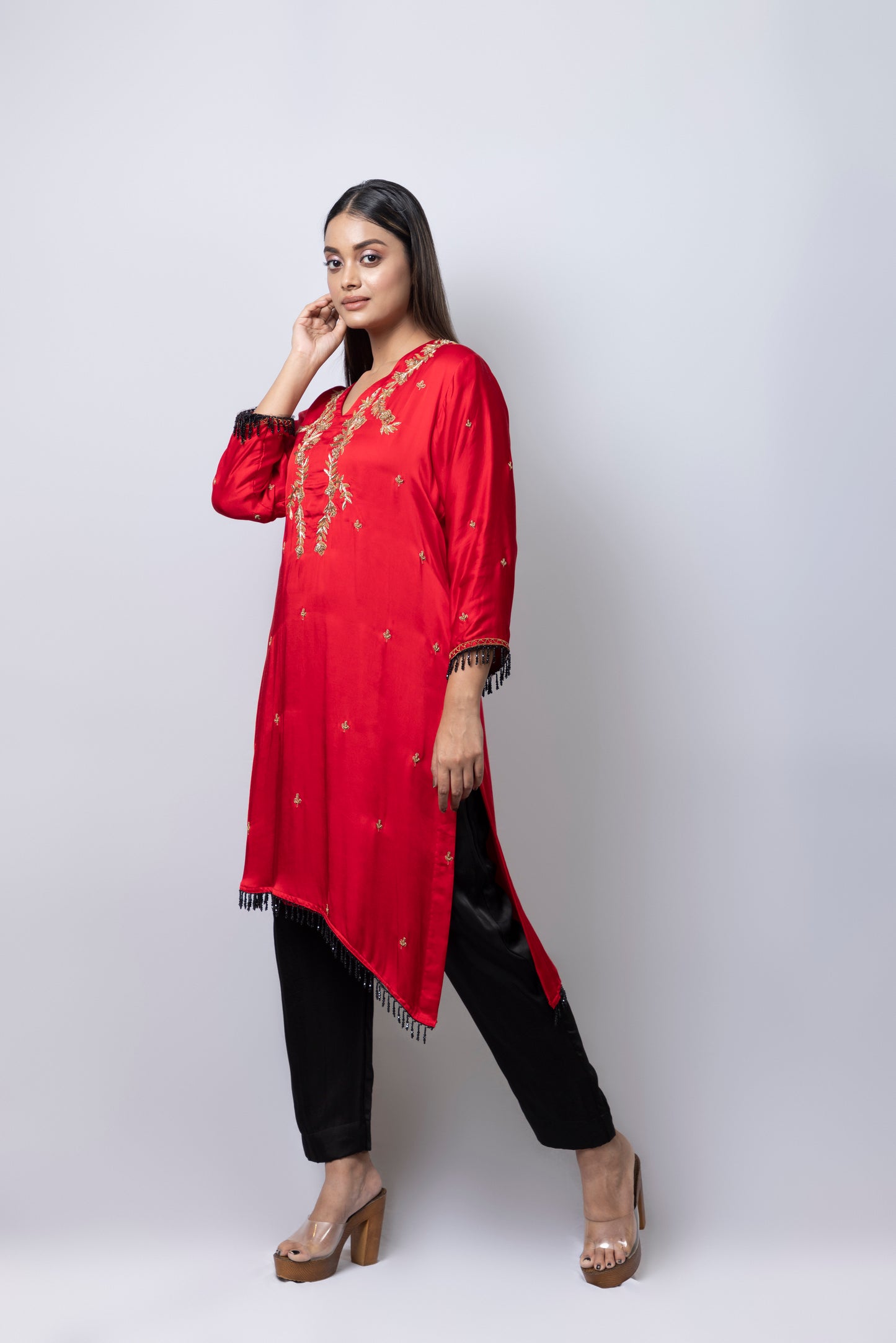 Red Embroidered Suit Set