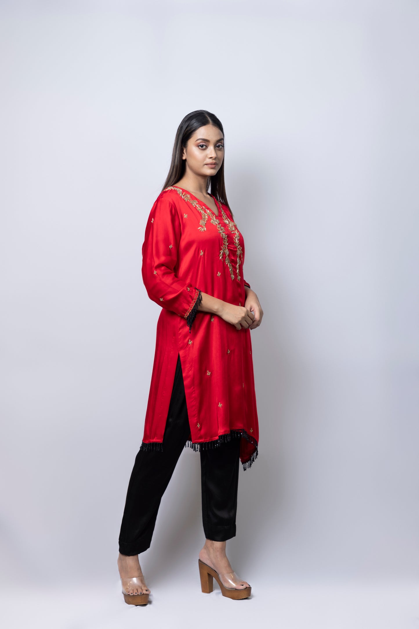 Red Embroidered Suit Set