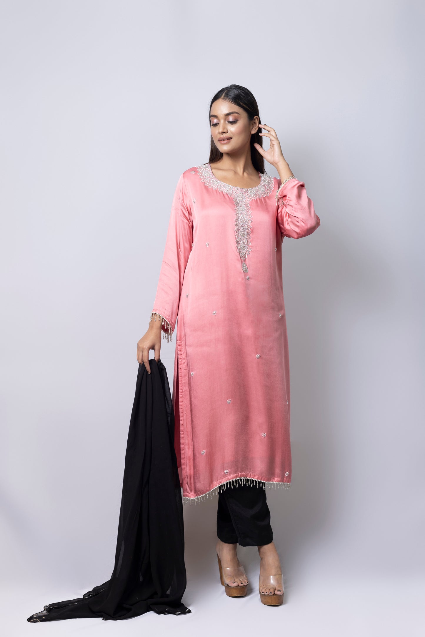 Pink Zardozi Work Suit Set