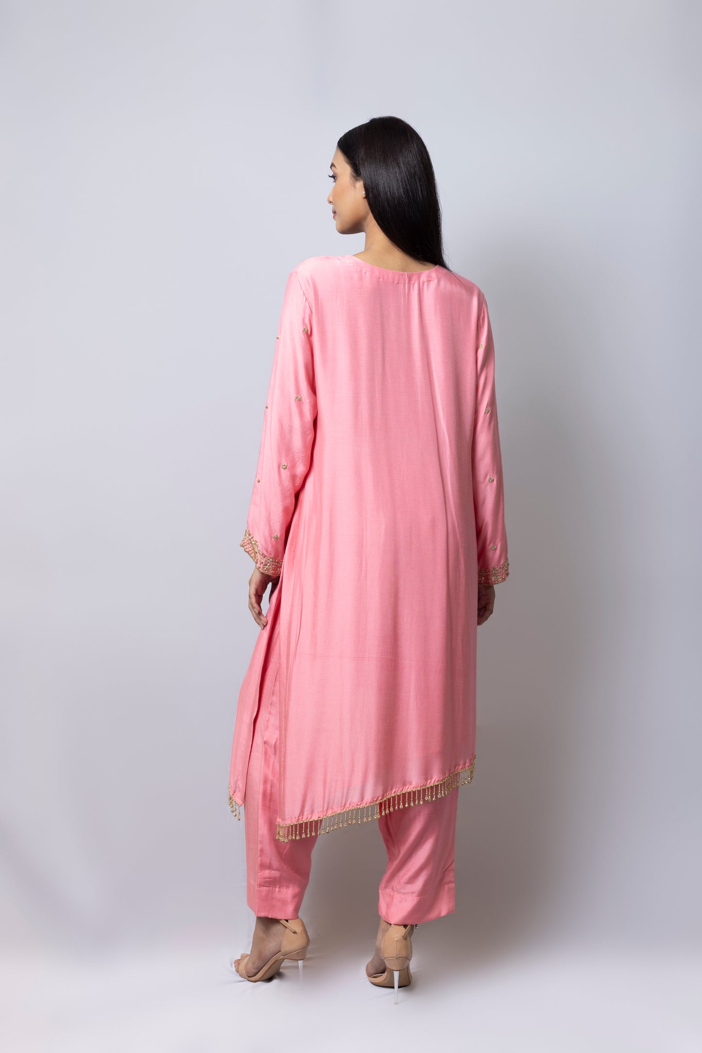 Pink Asymmetrical Suit Set