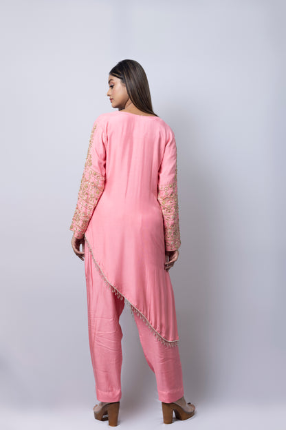 Pink Asymmetrical Suit Set