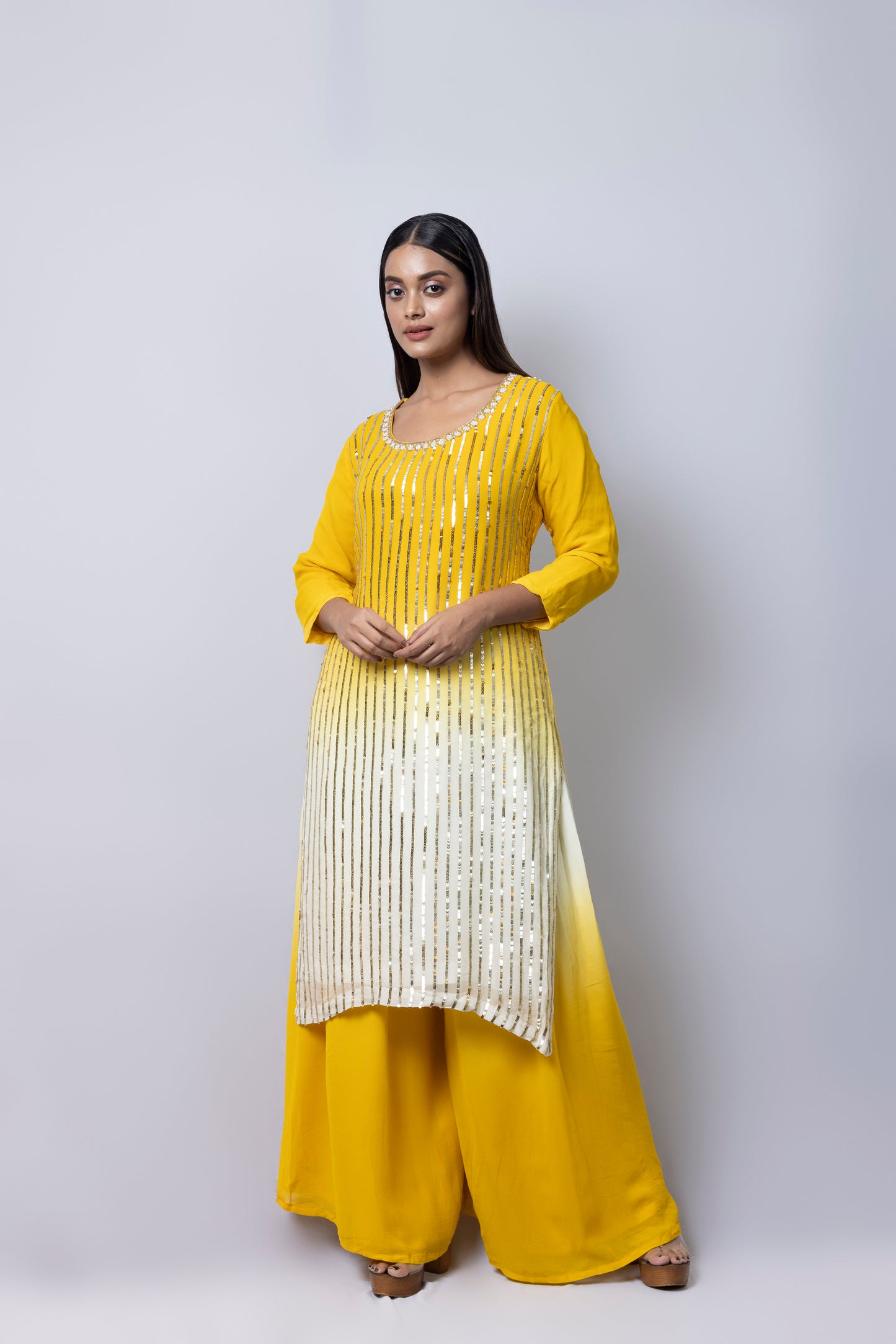 Yellow and Ivory Ombre Suit Set