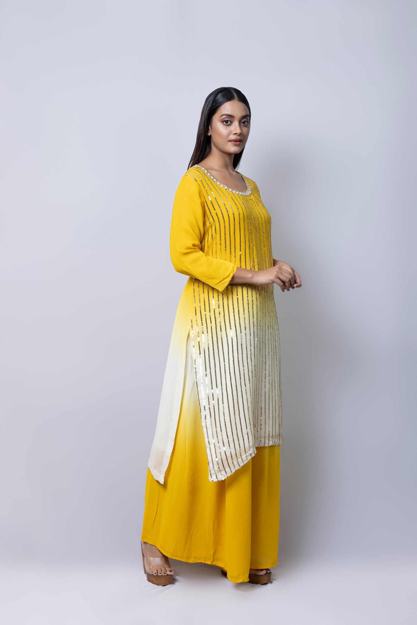 Yellow and Ivory Ombre Suit Set