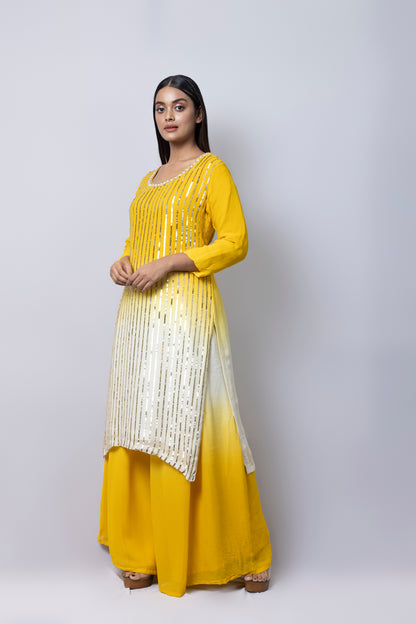 Yellow and Ivory Ombre Suit Set