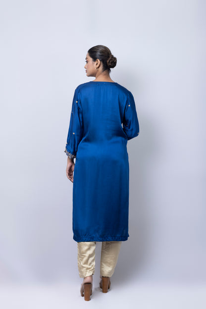 Indigo Suit Set With Dupatta