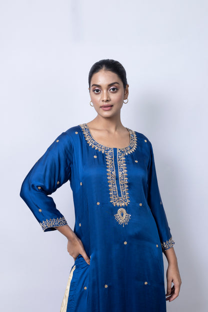 Indigo Suit Set With Dupatta