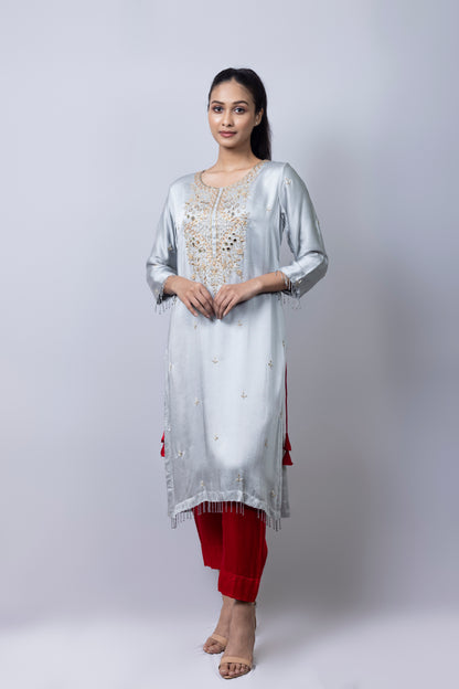 Powder Blue Suit Set With Dupatta