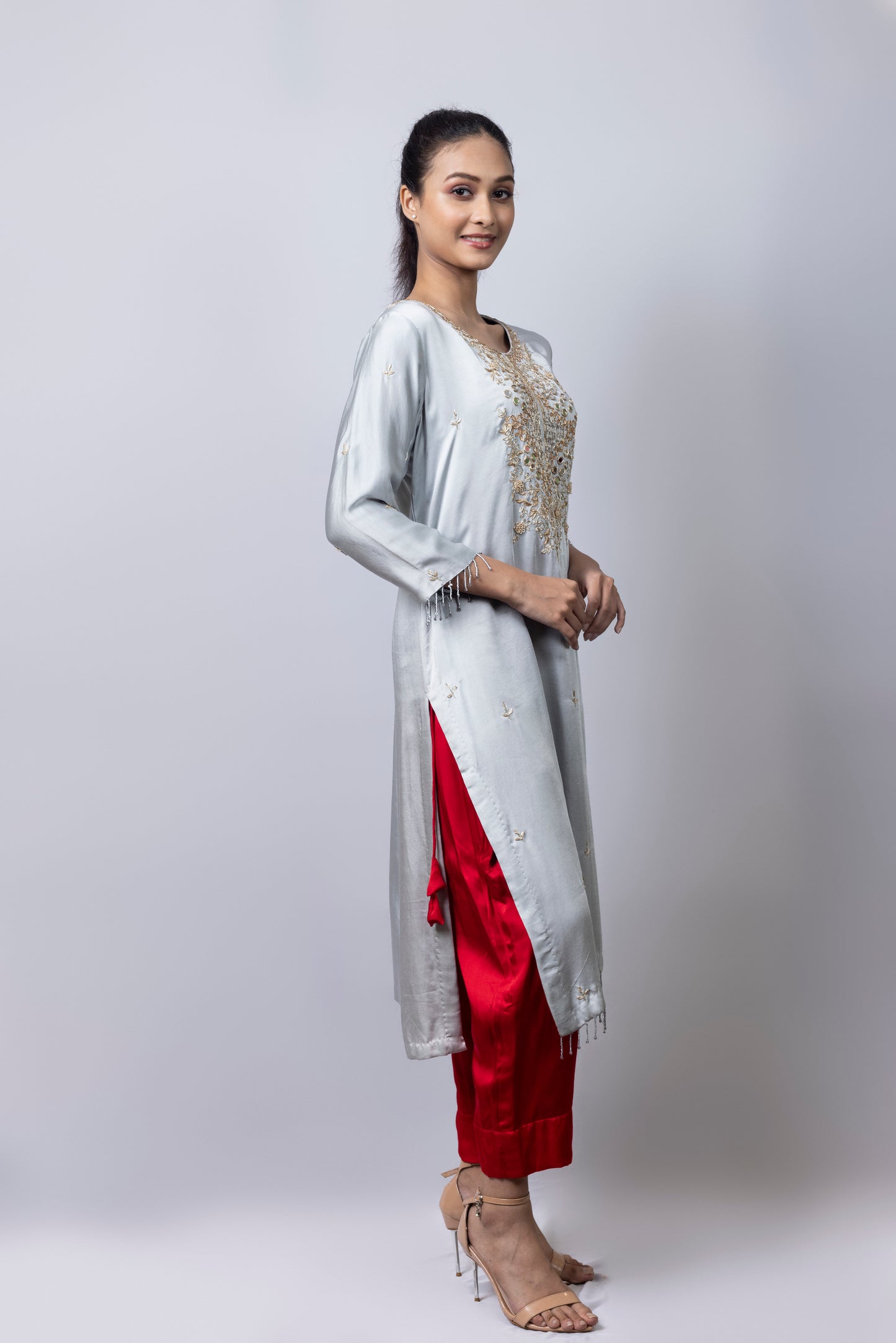 Powder Blue Suit Set With Dupatta